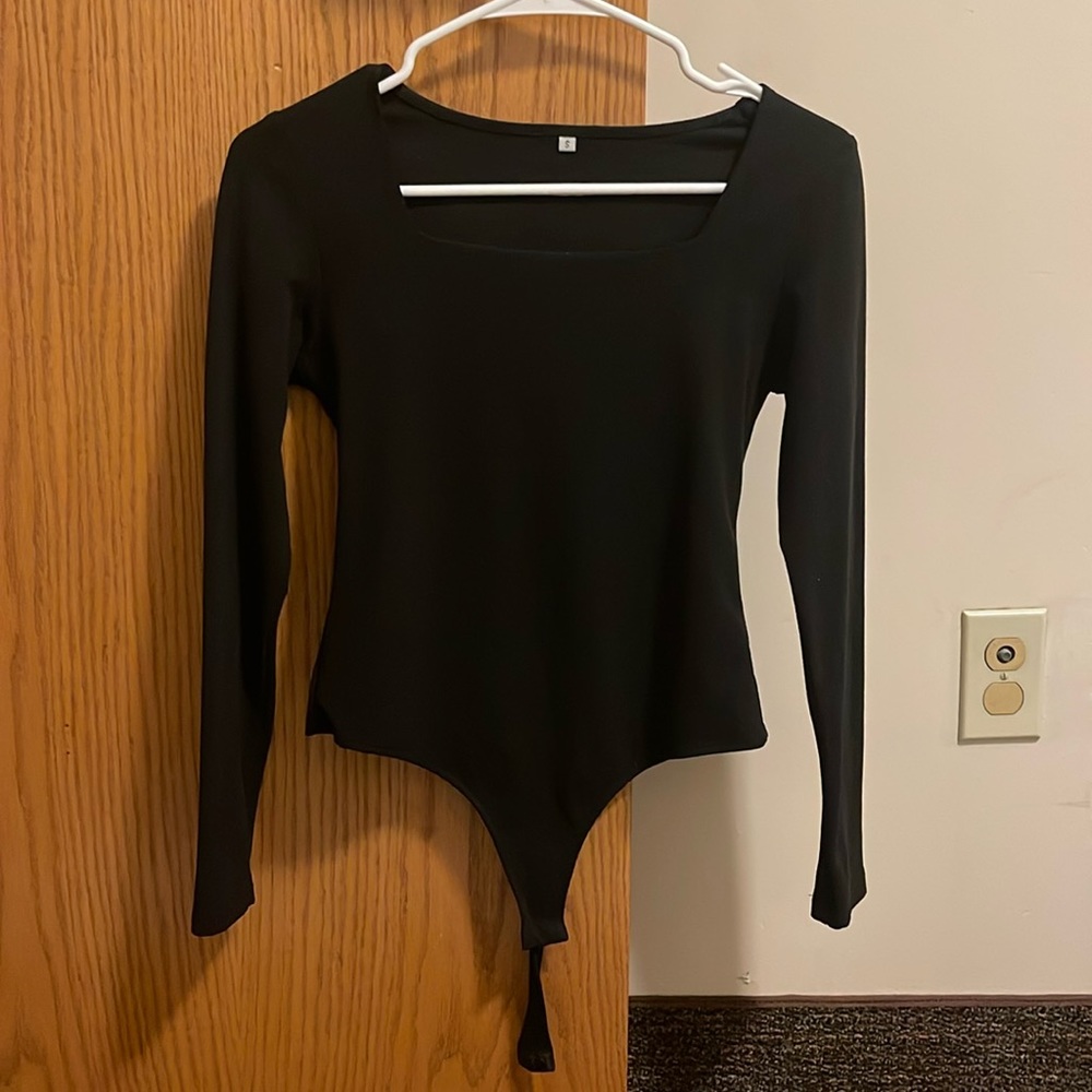 Black square neck bodysuit. Size small from amazon!